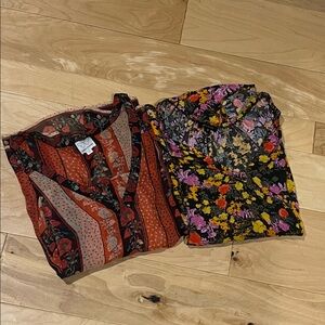 Ella Moss Floral and Striped Blouses - Red and Black Small